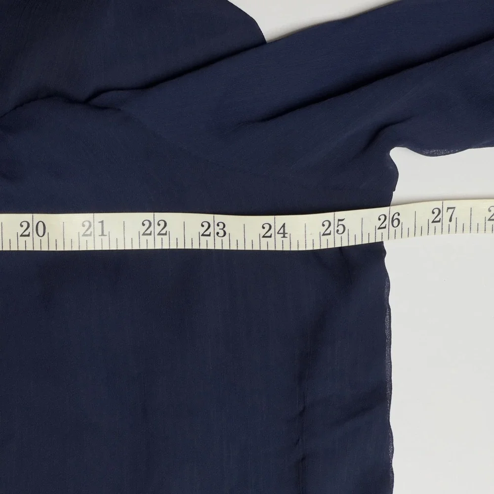 Lost Ink Navy Blue Ruffled Mock Neck Sheer Smock Top Size 2X‎